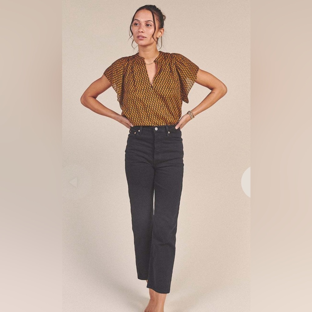 TROVATA BRETT BLOUSE - INSIGNIA DIAMOND Multicolor Brown Sz M. Reg $258 O